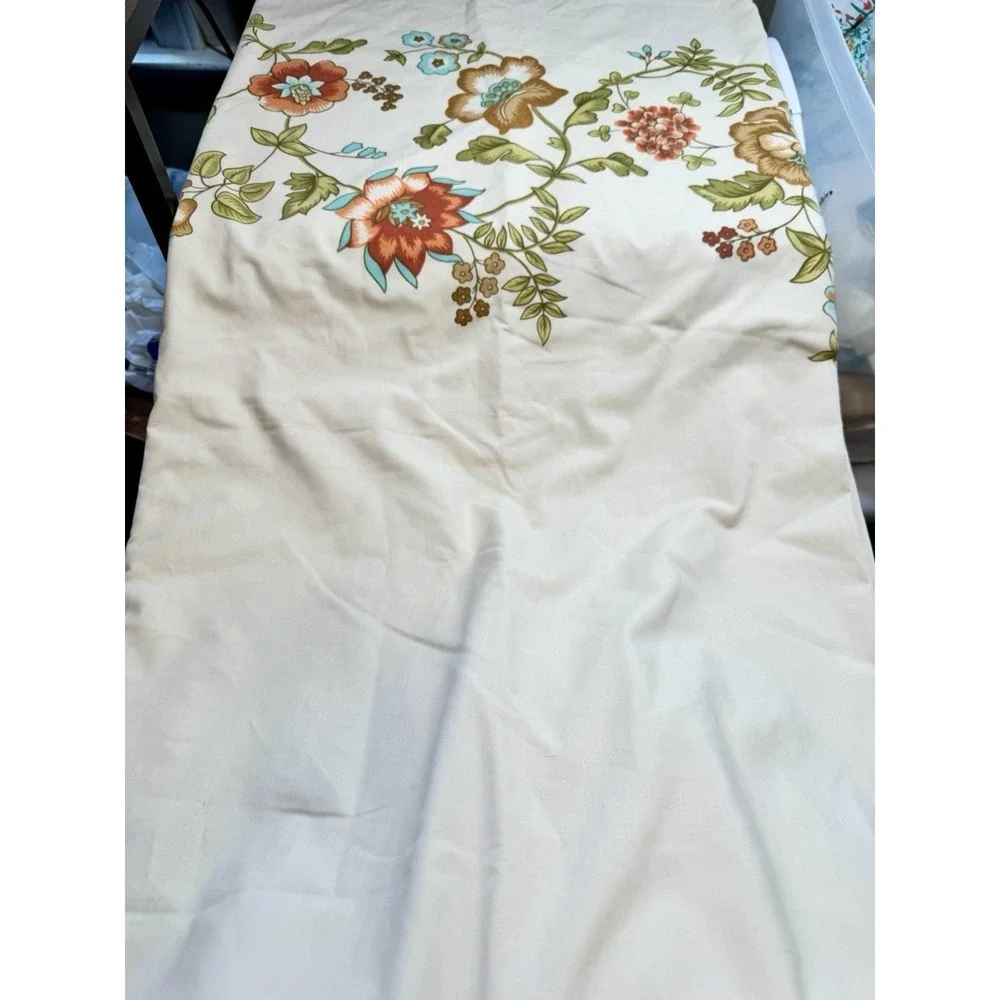 VTG Lady Pepperell FULL Flat Sheets 2 Tan Orange Flower Power Floral Boho Hippie